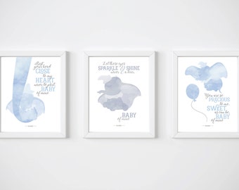 Dumbo, Disney quotes, Set of 3, Disney prints, Baby of mine, Disney wall art, Unisex nursery art, Baby nursery art, Baby room ideas