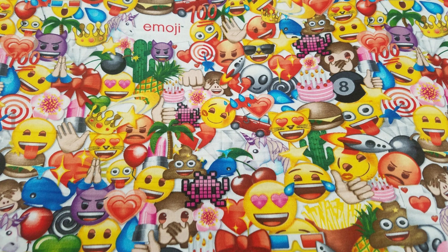 Allover Emoji Cotton Print Fabric David Textiles by the yard