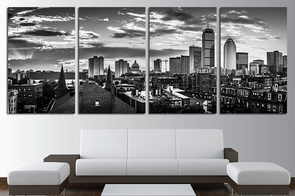 Large Boston City Canvas Wall Art Set Boston Canvas Art Boston