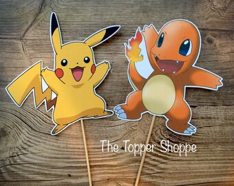 POKEMON Pikachu Charmander Centerpiece / Cake Topper / Die Cut / Photo Booth / Decoration / Party Supplies