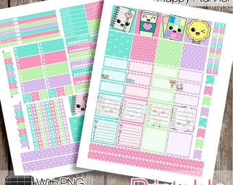 30%OFF - Kawaii, Mini Happy Planner Weekly Set, Mini HP Printable, Mini HP Stickers, Kawaii Stickers, Mini Happy Planner