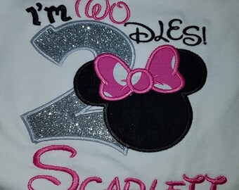 I'm Twodles Birthday Shirt(Silver)/Minnie Mouse Birthday/2nd Minnie Birthday/Minnie Outfit/Minnie Birthday Shirt/Minnie Applique/I'm Twodles