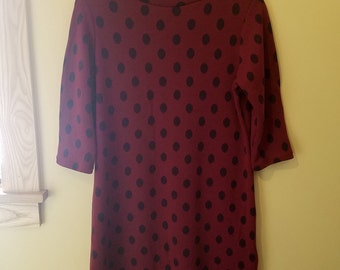 Wool Sweater Dress, wool sweater tunic, polka dot dress, polka dot sweater dress, wool polka dots,