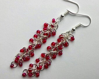 Long Dangle Beaded Earrings