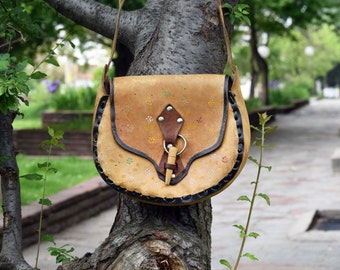Leather handbag, Vintage handbag, Leather purse bag, Woman retro purse, Vintage leather bag, Hand tooled leather bags