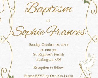 Items similar to Printable 5x7 Baptism Invitation on Etsy