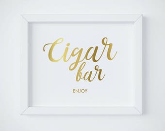 Cigar Wedding Sign, Gold Wedding Sign, Gold Cigar Bar Sign, Cigar Bar Printable, Wedding Ideas, Wedding Cigar Bar, PDF Instant Download