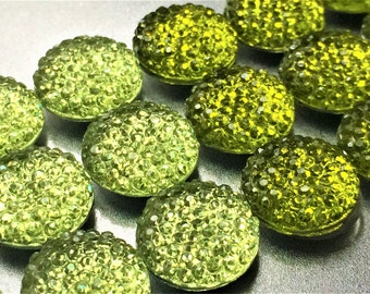 Green Bling Magnets in Decorative Tin | Set of 9 | Super Strong | Sea Glass or Emerald | Glitter Magnets | Fridge Magnets | Sparkle Magnets