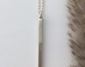 Vertical Bar Necklace, Long Bar Necklace, Minimal Necklace, Layering Necklace, Simple Necklace, Silver Bar Necklace, Wife Gift, Gift for Her