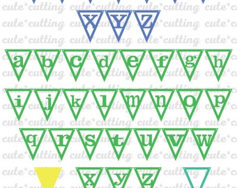 Alphabet banner svg, Triangle banner svg, party banner svg, Letters svg dxf jpeg cutting files for Silhouette Cameo, Portrait, Curio, Cricut