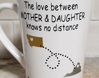 Love Knows NO distance mug/ Long distance gift/ Long distance relationship/ Mothers Day gift/ Fathers day gift/ I love you gifts