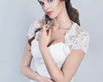 Bridal lace bolero Wedding lace bolero Short sleeve lace bolero Bridal jacket