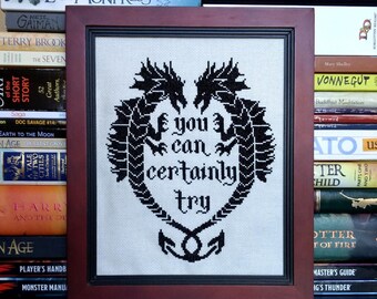 You Can Certainly Try Cross Stitch Pattern, Cross Stitch Patterns, Dungeons and Dragons Cross Stitch Patterns, RPG Cross Stitch