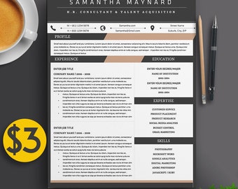 Professional 3 Page Resume Template / CV, Cover Letter A4 & US Letter + References | The "Samantha" | Executive and Creative Modern Design
