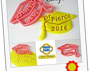 Custom Graduation Cap Cookie Cutter, Personalized with Graduate Name and Year, Grad Party