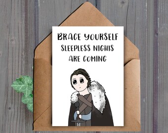 DIGITAL DOWNLOAD, New Baby Card, Game of Thrones Card, Printable, Baby Shower Card, Funny Card, Brace Yourself, Pregnancy Card, Meme Card