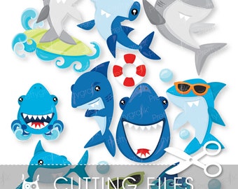 Shark cutting files, svg, dxf, pdf, eps included - shark party cutting files for cricut and cameo - Cutting Files SVG - CT945