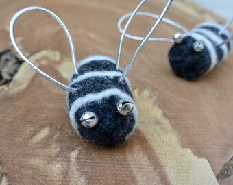 Felted Wool Catnip Bee Cat Toy with Mini Jingle Bell Eyes
