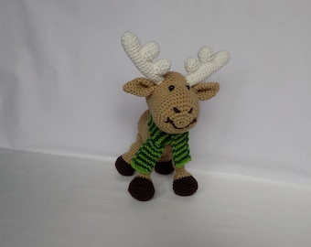 Knitted Soft Toy Deer Plush Deer Stuffed Animal Moose Toy Crochet Deer Toy Christmas Elk Toy Crochet Moose Stuffed Animal Deer Stuffed Deer