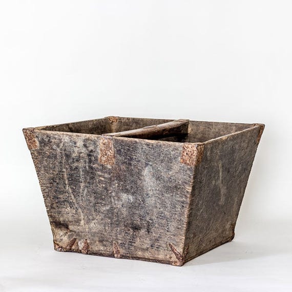 Vintage Wooden Rice Bucket/Old Chinese Rice Bucket/Rustic