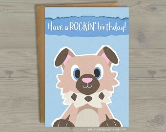 Rockruff Pokemon Birthday Have a Rockin' Sun Moon Alola Geek Nerdy Anime Greeting Card
