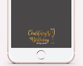 Birthday Geofilters, Adult Birthday Snapchat Filter, Gold Foil Champagne Flute, Custom Snapchat Filter, Filter For Sn