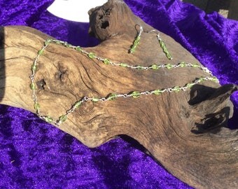 Peridot and sterling silver necklace & earrings