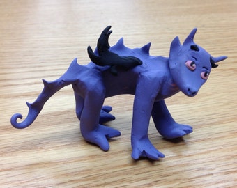 Violet Dragon - Clay sculpture