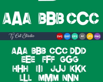 Baseball Monogram Font Svg Baseball Font Svg Letters svg Baseball Alphabet Cut Files Silhouette Studio Cricut Svg Dxf Jpg Png Eps Ai