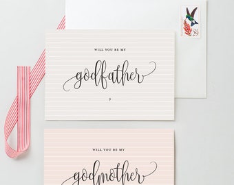 Will You Be My Godmother My Godfather My Godparents - 2 Pack - Thin Stripes Pattern