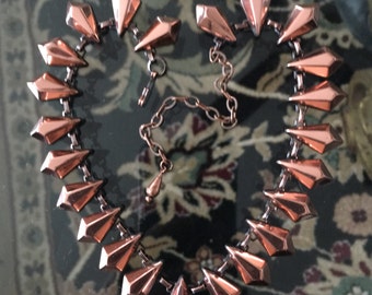 Unsigned COPPER Fringe NECKLACE, 1950's Mid Century Modern, Vintage 50s Copper CHOKER