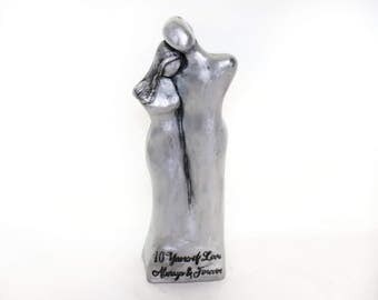 10 Year Anniversary Aluminum Sculpture, 10th Anniversary Gift for him, 10th Anniversary Gift for her, Tin Anniversary Gift, 10 year Tenth