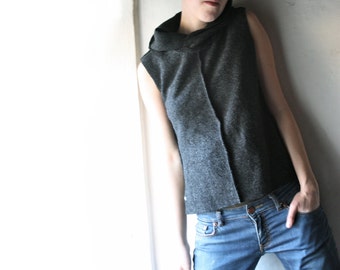Vest, Hoodie, Wool sweater, Sleeveless top, Wool vest, Hooded vest, Womens Top, Wool top, Layering top, Hoodie top, Sweater vest, Custom