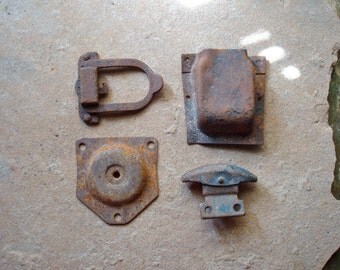 Rusty 3D Shaped Metal Pieces Clasps with Holes for Assemblage, Altered Art or Sculpture - Industrial Salvage