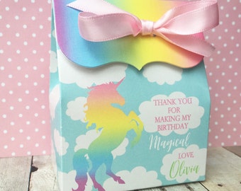 Rainbow Unicorn favors, Pastel Unicorn,Birthday Party, Personalized favor Box,Unicorn Favor boxes,Unicorn party favors,Treat box