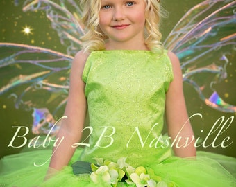 Tinkerbell Inspired Costume Dress Halloween Green Fairy Costume Dress Costume Birthday Dress Tinkerbell Toddler Tutu Costume Girl Costume