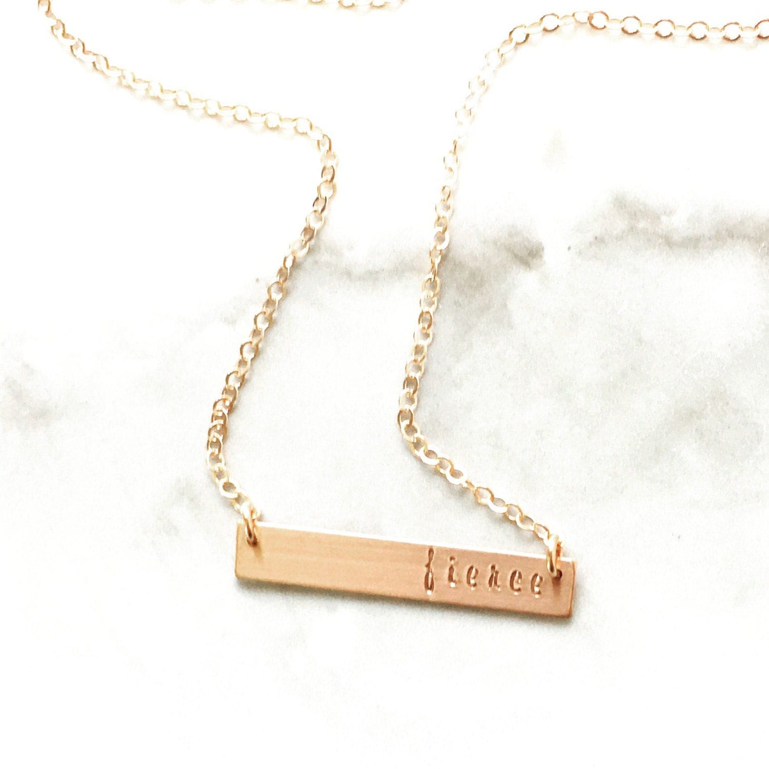 Rose Gold Bar Necklace Initial Necklace Rose Gold by TheSilverWren