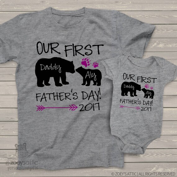 Download First Fathers Day daddy baby girl bear matching shirt and