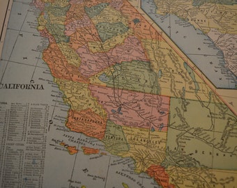 1904 State Map California - Vintage Antique Map Great for Framing 100 Years Old