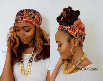Satin Lined Wide Headband Wrap, Ankara Head Wrap, Pineapple Bun Wrap, African Print Wrap - Ayanna or Choose Your Color