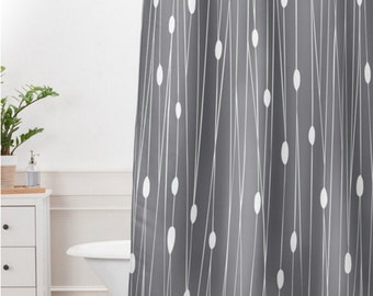 Grey Geometric Shower Curtain // Bathroom // Entangled Grey Design // Modern Geometric // Shower // Bathroom Decor // Minimalist // Grey