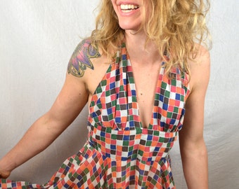 Vintage 1969 Black Label Gunne Sax RARE Halter Summer Amazing Dress