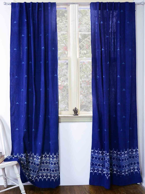 Indigo curtains window curtain Indigo blue bedroom ONE Panel
