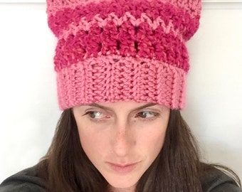 pussy hat, kitty, cat ears, pink crochet