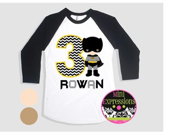 Batman Birthday Shirt Personalized Just for You Raglan Shirt You Pick Skin Tone