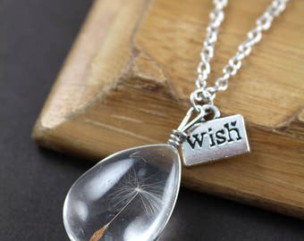 Dandelion Seed Necklace or Keyring , Dandelion Necklace , Bridesmaid Jewelry , Wish , Nature , Unique Jewelry
