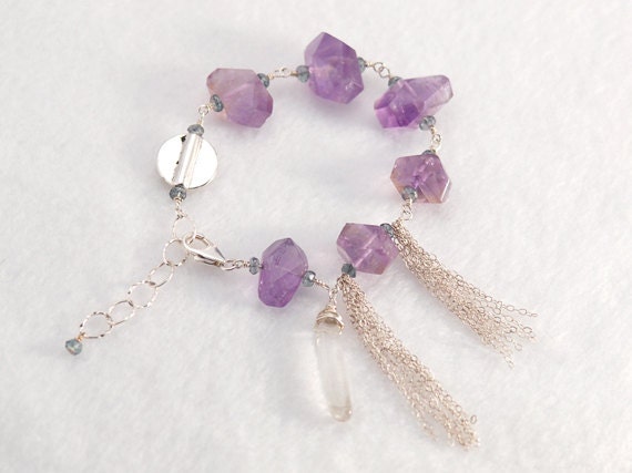 Ametrine bracelet with Sterling Silver fringe and Clear Quartz