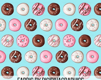 Donut Fabric By The Yard - Doughnut Icing Sprinkle Print in Yards & Fat Quarter