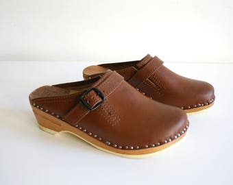 Cognac Swedish Clogs 36