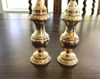 Antique Gold Plated Salt and Pepper Shakers